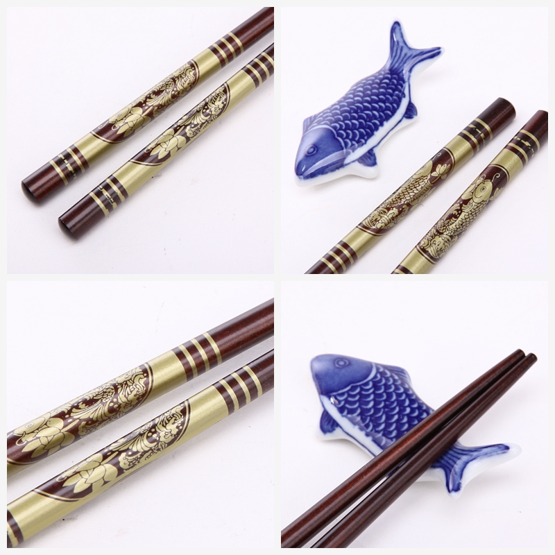 High grade gift chopsticks with lotus flower printing 6 double flip Y6-0134