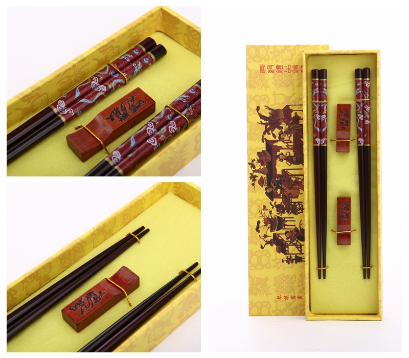 High grade log chopsticks 2 pairs of natural health and high grade gift Y2-0154