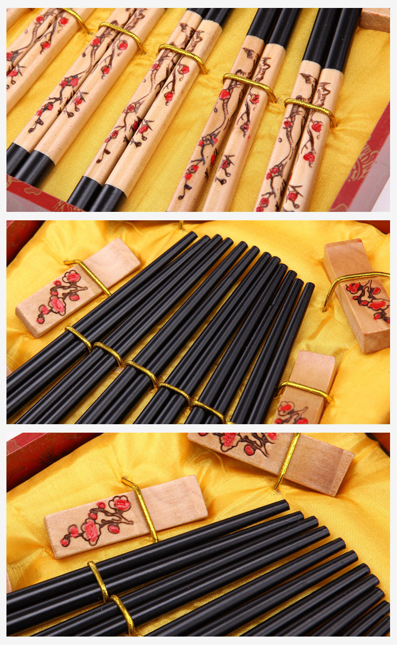 Top gift natural health wooden chopsticks home craft carving chopsticks matching gift box D6-0043