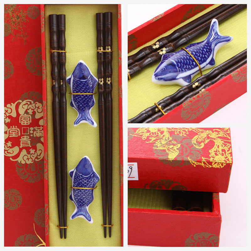 High grade log chopsticks 2 pairs of natural health and high grade gift Y2-0092
