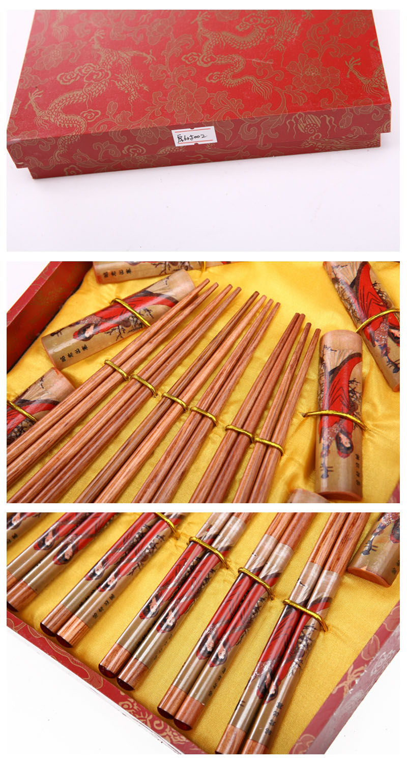 High grade gift chopsticks, ancient costume, cheongsam printing, 6 double flip Y6-0033