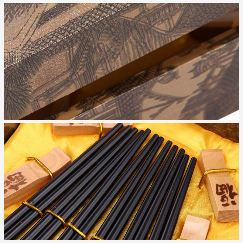 Wood carving chopsticks 6 pairs of natural health high grade gift D6-0154