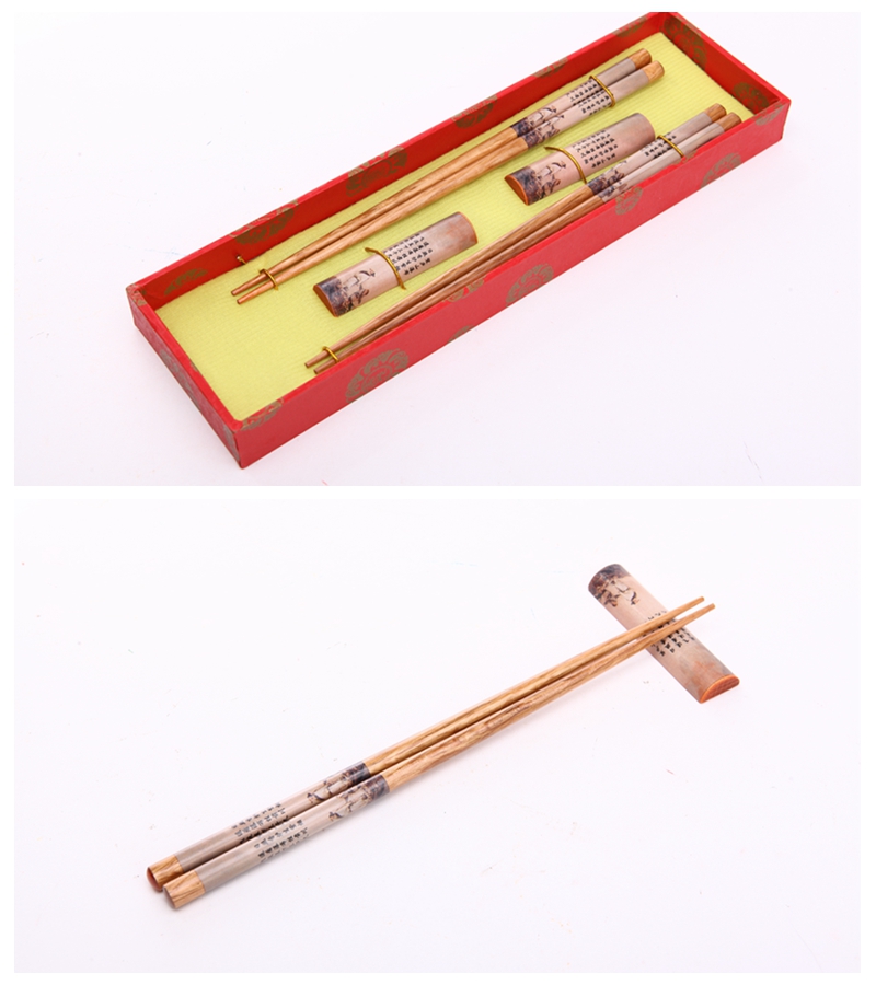 High grade log chopsticks 2 pairs of natural health and high grade gift Y2-0132