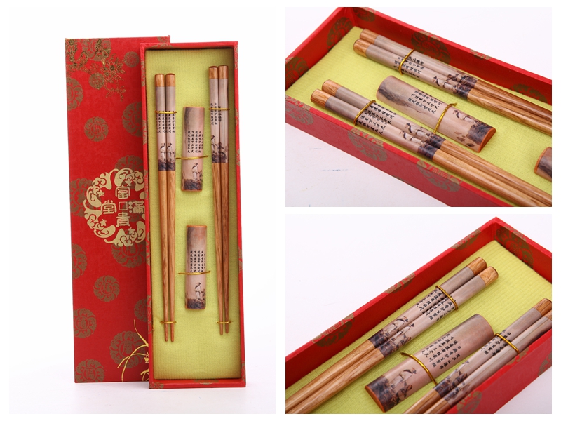 High grade log chopsticks 2 pairs of natural health and high grade gift Y2-0133