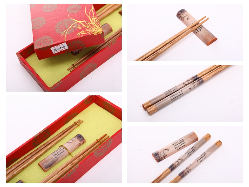 High grade log chopsticks 2 pairs of natural health and high grade gift Y2-0134