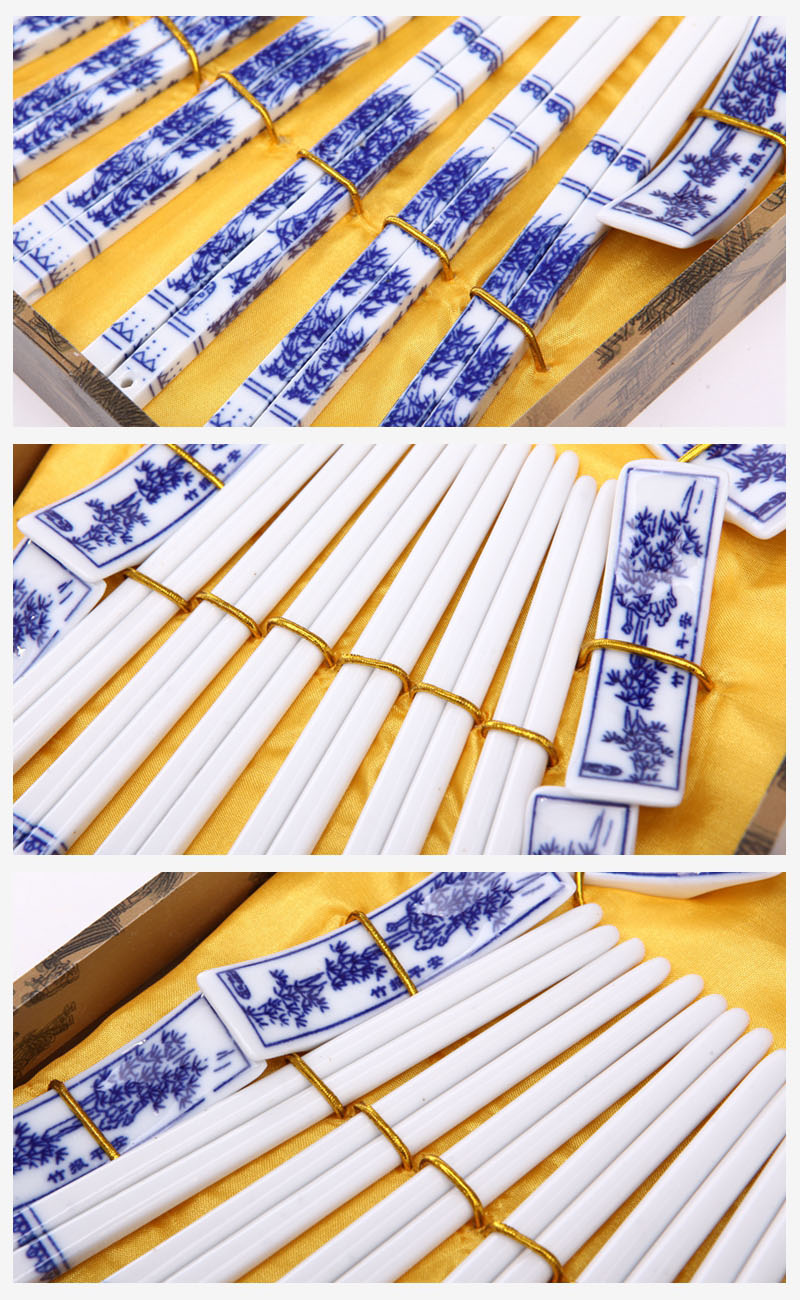 Classical ceramic hand-painted chopsticks 6 to suit the natural health premium T6-002 A family letter reports peace. pattern3