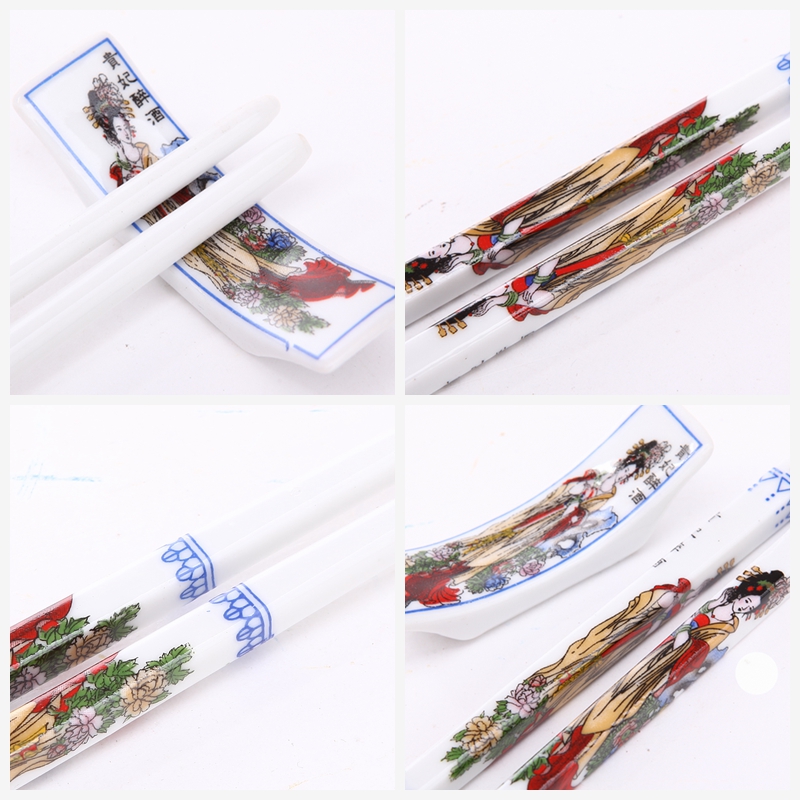 Classical ceramic hand-painted chopsticks 6 pairs of concubines drunken patterns natural health high-end gift T6-0064