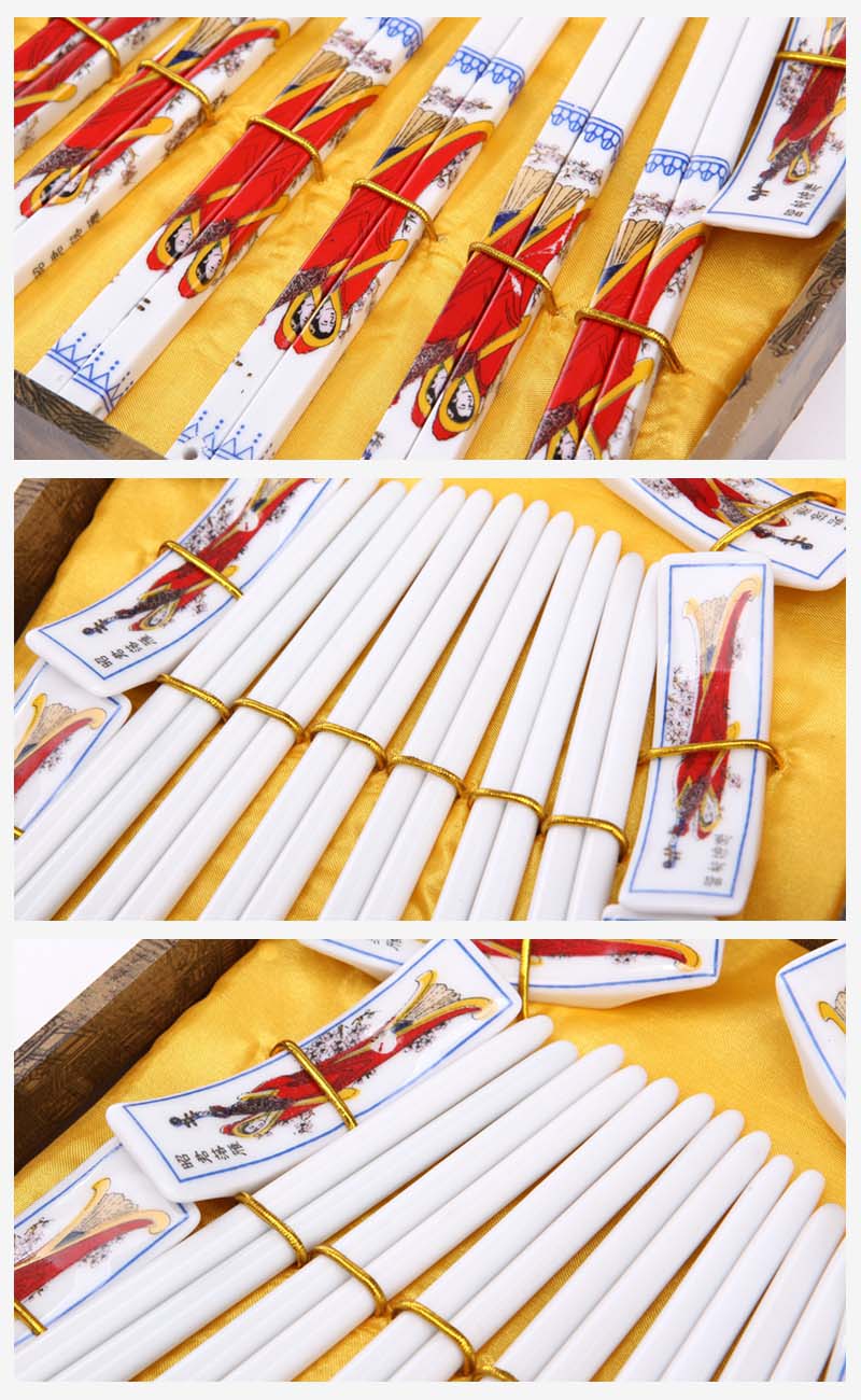 Classical ceramic hand-painted chopsticks 6 to suit Zhaojun children pattern natural health gifts T6-0043
