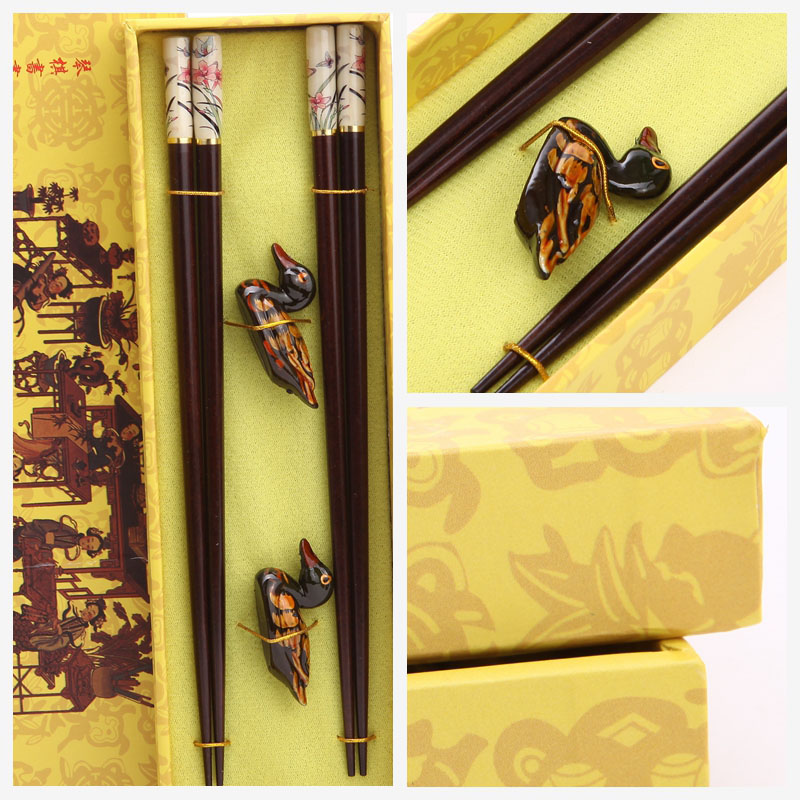 High grade log chopsticks 2 pairs of natural health and high grade gift Y2-0042