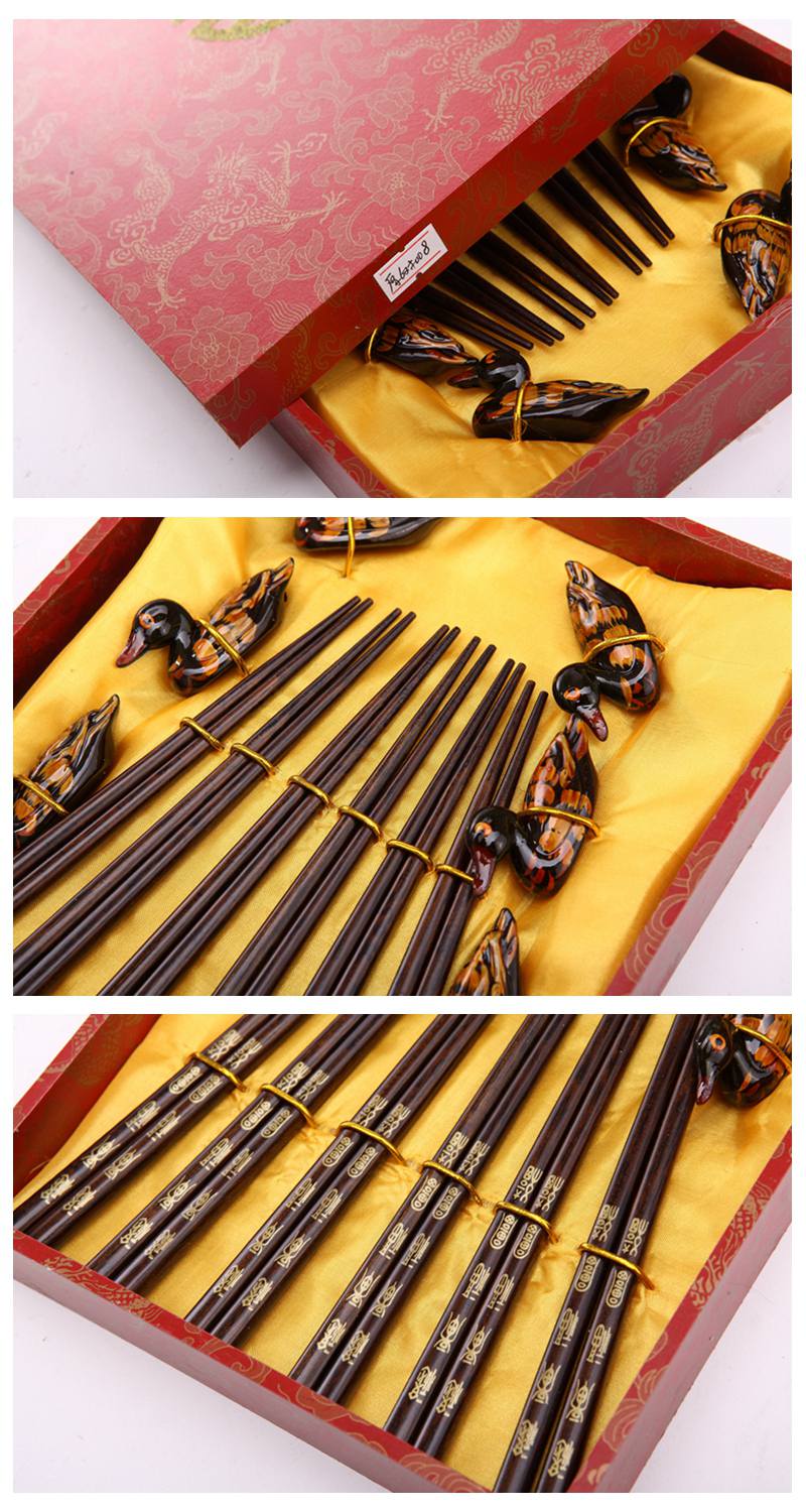 High grade gift chopsticks ancient Chinese ancient Chinese print 6 double flip Y6-0083