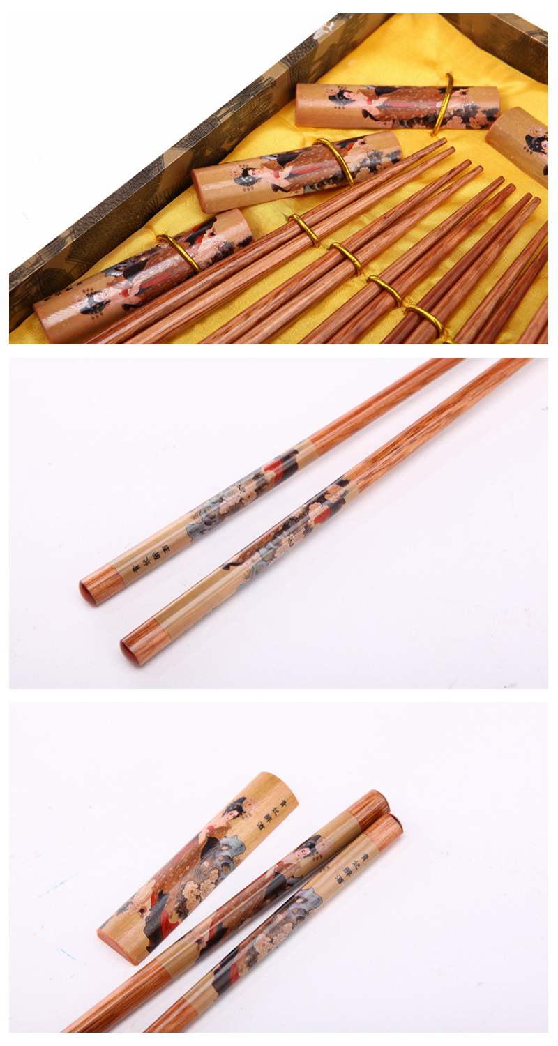 High grade gift chopsticks, ancient costume, cheongsam printing, 6 double flip Y6-0034