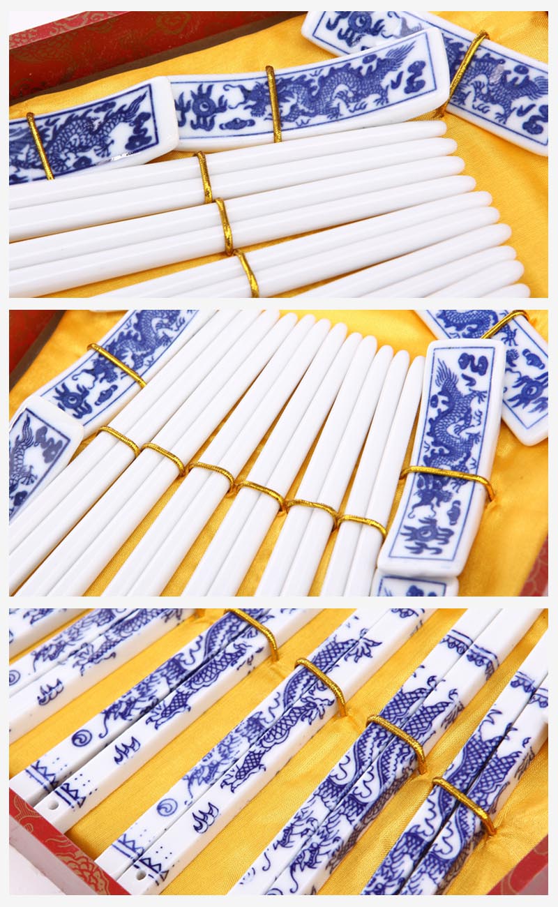 Classical ceramic hand-painted chopsticks 6 to suit Xianglong natural health high-end gift T6-001 pattern2