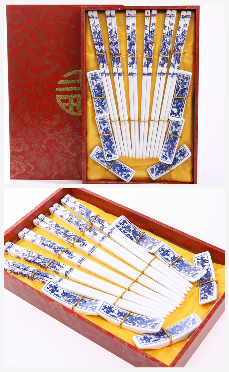 Classical ceramic hand-painted chopsticks 6 to suit Xianglong natural health high-end gift T6-001 pattern1