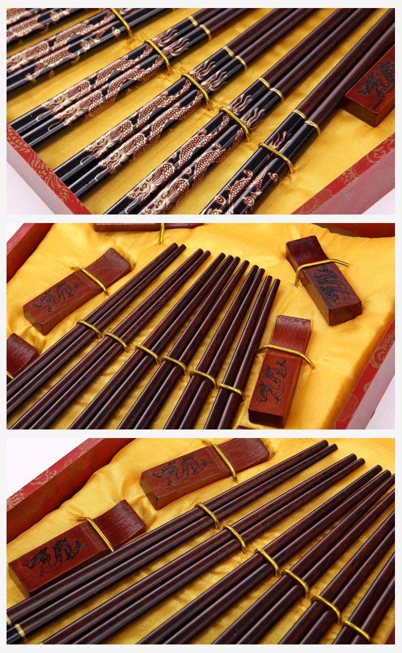 High grade gift chopsticks ancient dragon printing ancient clothes 6 double flip Y6-0203