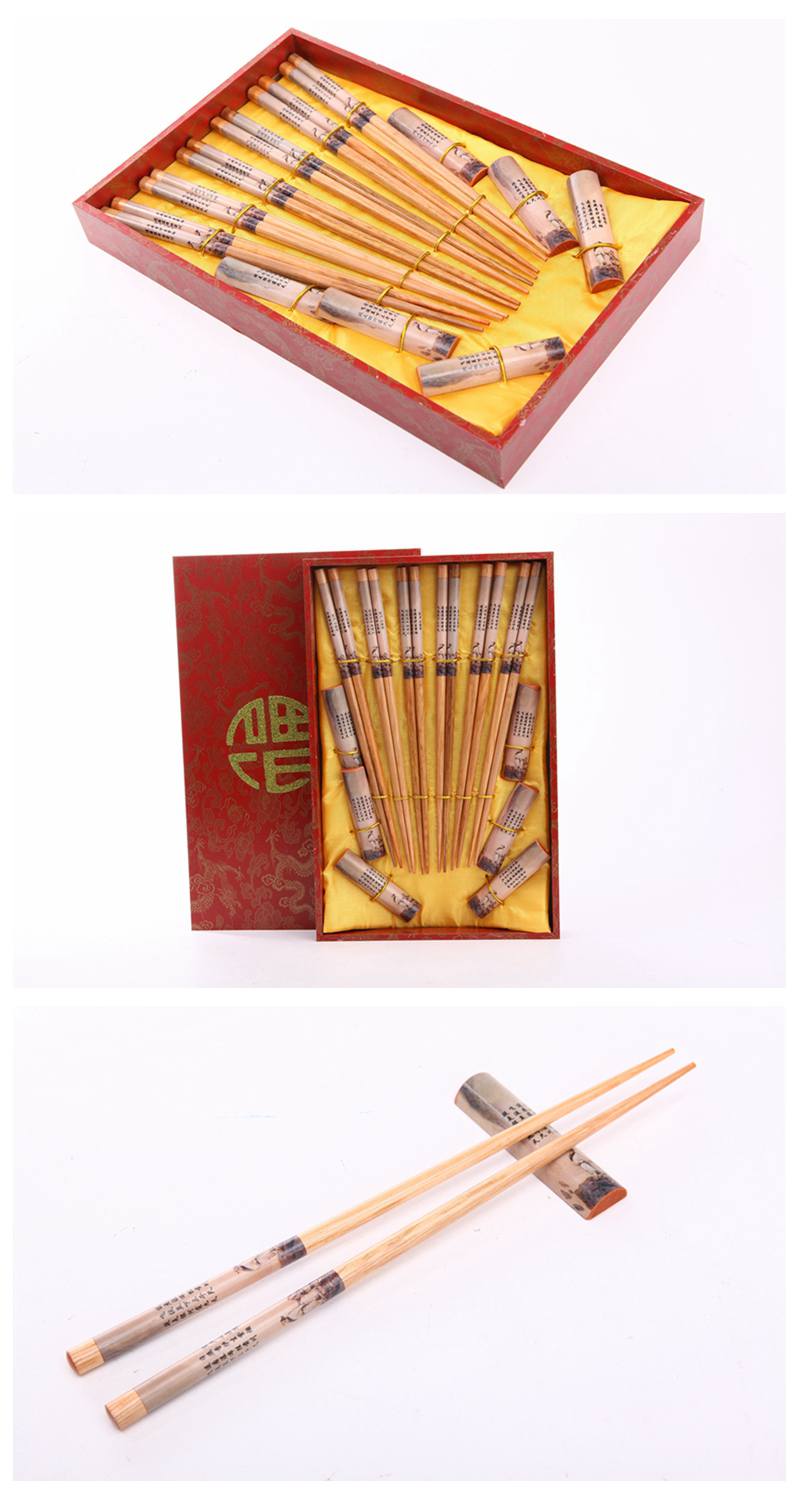 High grade gift chopsticks ancient Chinese ancient poetry printing 6 double flip Y6-0052