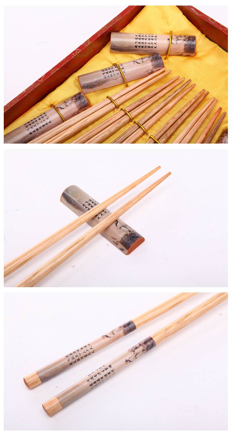 High grade gift chopsticks ancient Chinese ancient poetry printing 6 double flip Y6-0054