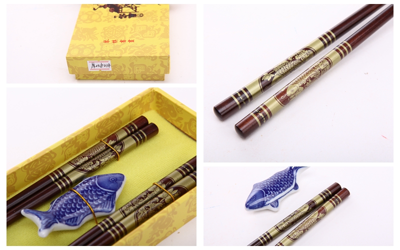 High grade log chopsticks 2 pairs of natural health and high grade gift Y2-0142