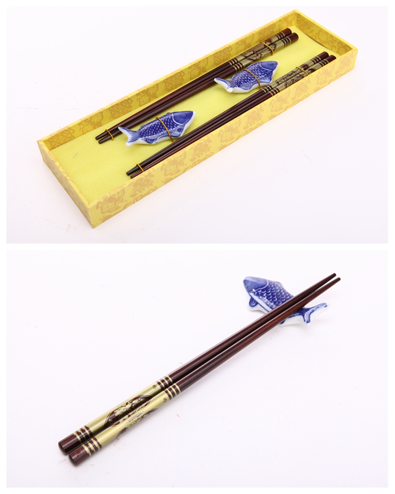 High grade log chopsticks 2 pairs of natural health and high grade gift Y2-0143
