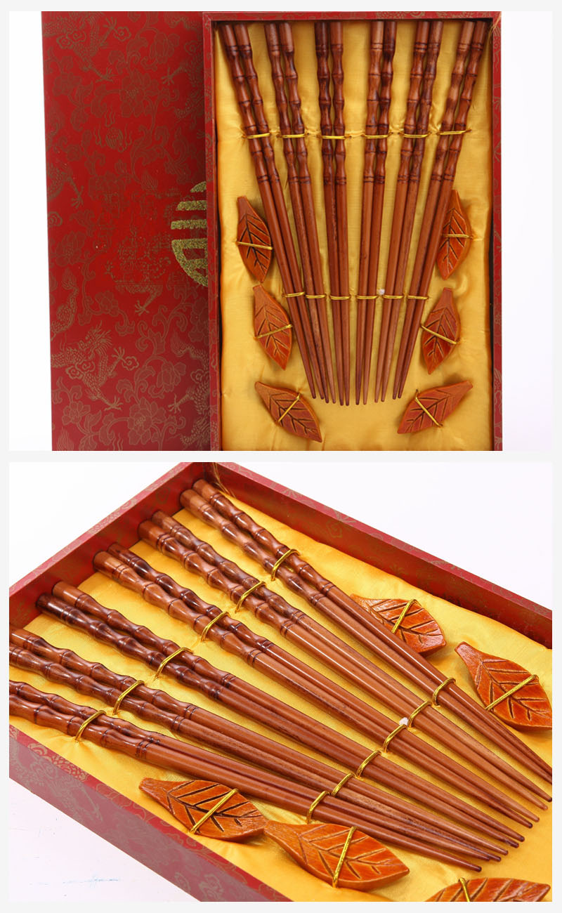 Upscale gift chopsticks, ancient costume, archaize round bamboo cheongsam printing 6 double flip Y6-0192