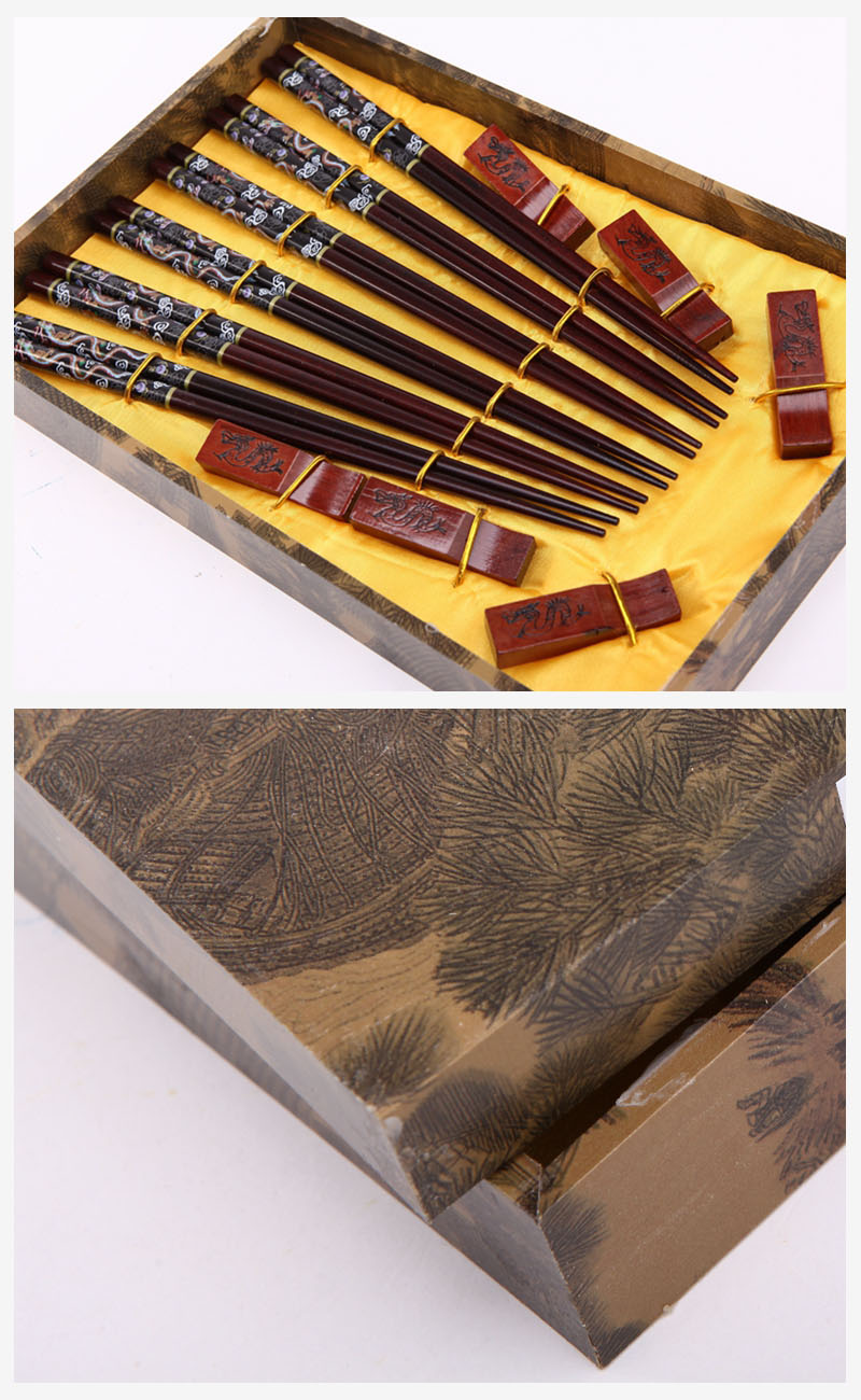 High grade gift chopsticks ancient dragon printing ancient clothes 6 double flip Y6-0152