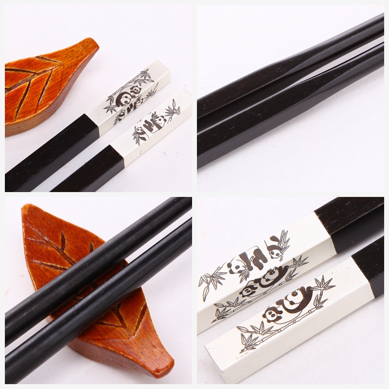 High grade gift chopsticks panda bamboo printing ancient clothes 2 double flip J2-0054