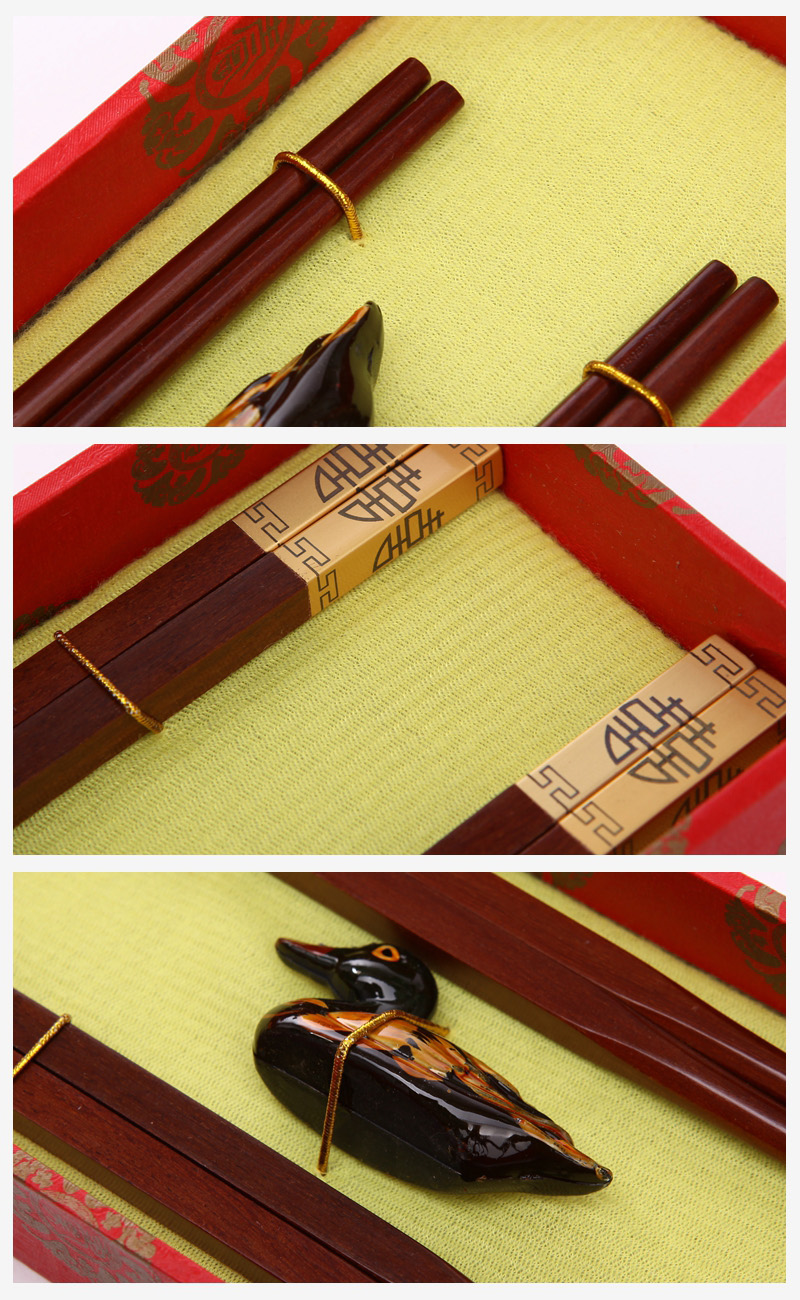 High-end gift chopsticks golden Double Happiness printing 2 double flip J2-008 Costume3