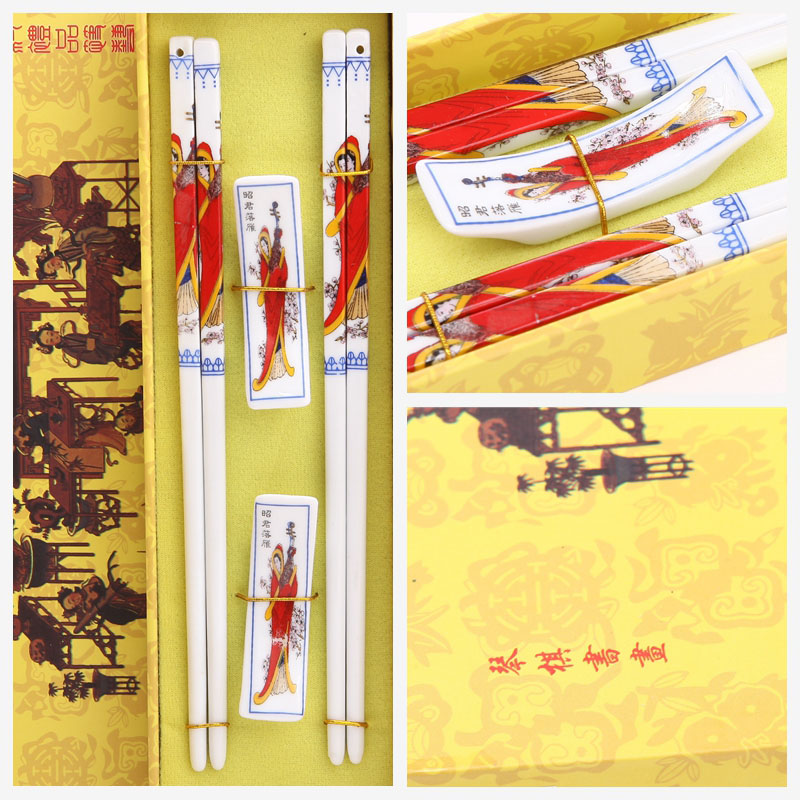 2 of the classical hand-painted chopsticks suit Zhaojun children natural health gifts T2-001 pattern2
