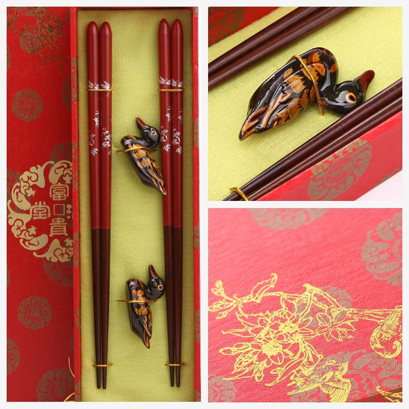 High grade log chopsticks 2 pairs of natural health and high grade gift Y2-0012