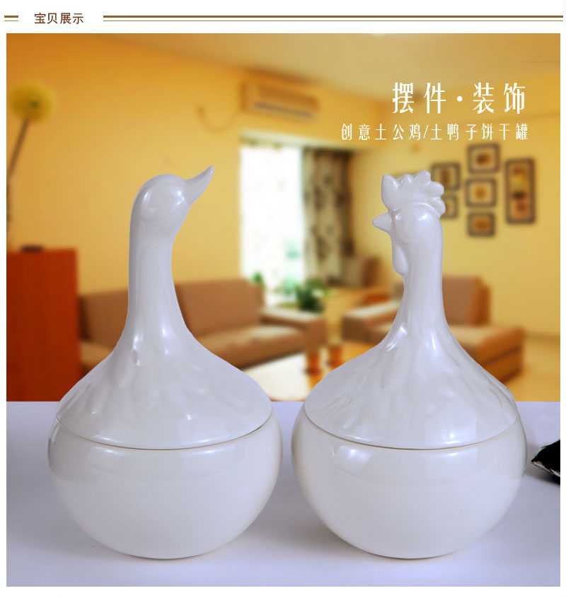 Creative Rooster / duck Cookie Jar living room garden courtyard balcony decoration decoration decoration Home Furnishing ceramic crafts 2714613/27146141