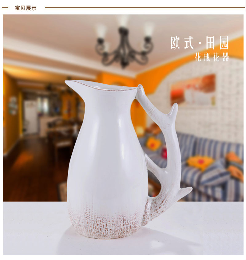 European pastoral beauty of the French luxury dolomite antlers handle tank vase of flower Home Furnishing DECOR GIFT 76132181