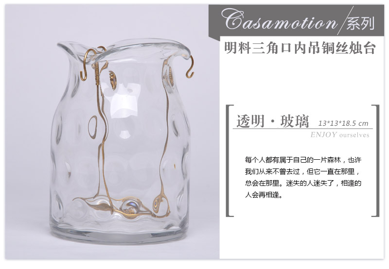 Modern fashion Home Furnishing decorative glass ornaments triangle hanging wire in the bright material holder 14A0772