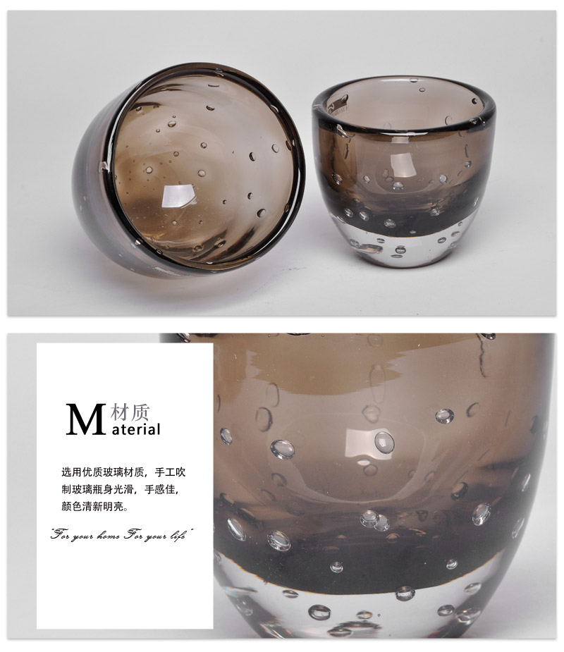 Simple modern fashion home ornaments, light brown bubble bowl glass soft ornaments 13A138-1393