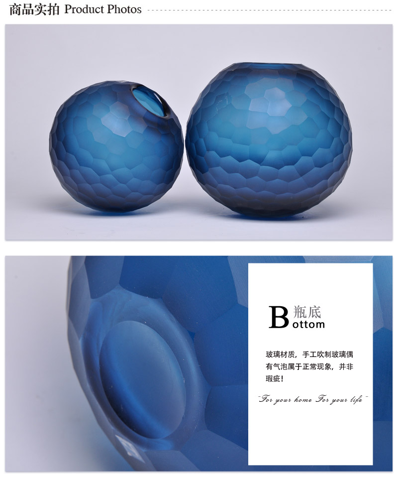 Modern minimalist home jewelry ornaments Milan blue gray ball flower vase 11F293-2942