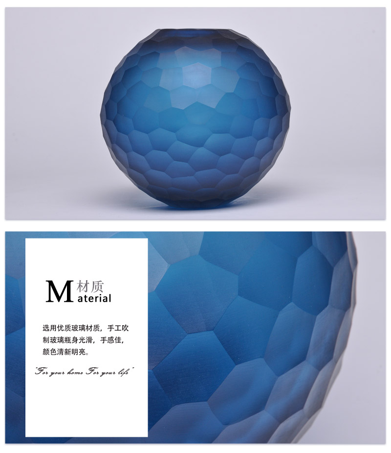 Modern minimalist home jewelry ornaments Milan blue gray ball flower vase 11F293-2943