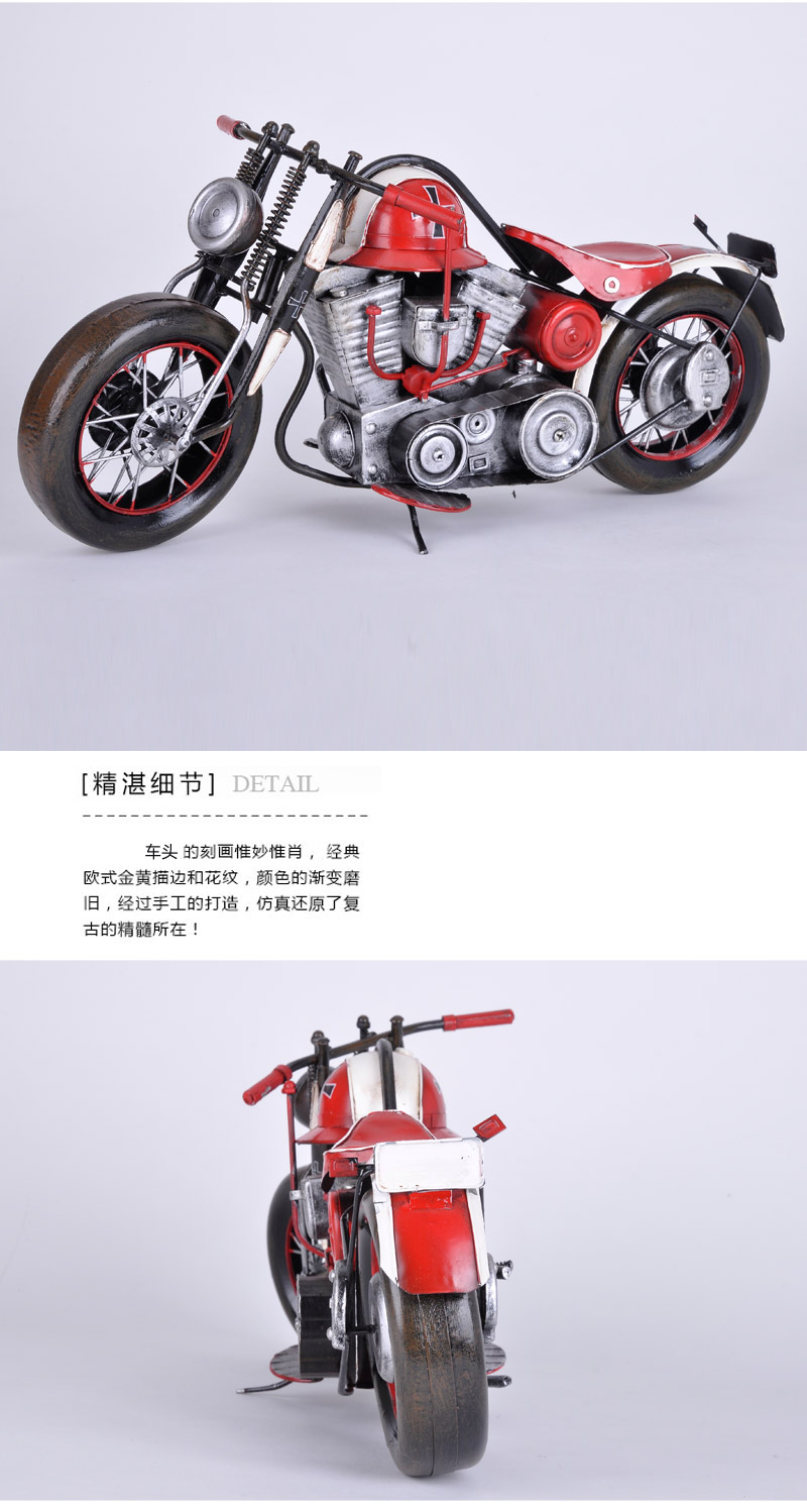 Retro Tin iron red motorcycle model birthday gift store decoration bar JT0484