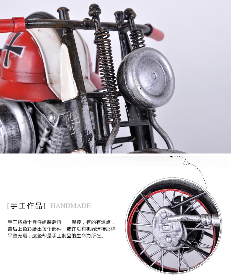 Retro Tin iron red motorcycle model birthday gift store decoration bar JT0485