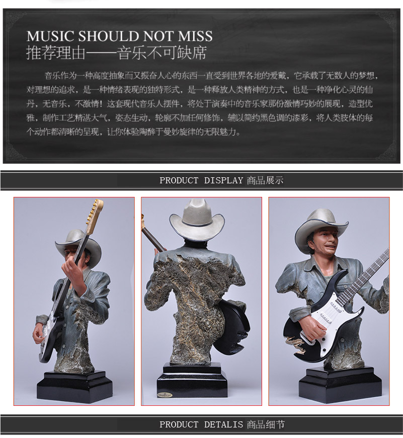 American country music figures resin craft ornaments bex hotel bar model decorations ZP-8083