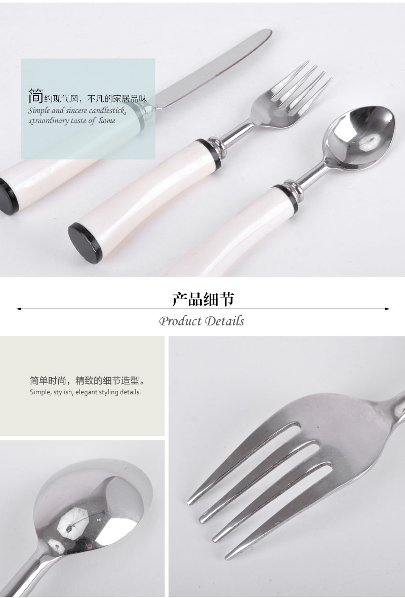 Genuine high-grade imported white bone knife and Spoon Set bone handle + stainless steel cutlery luxury spoon three sets of 140509343