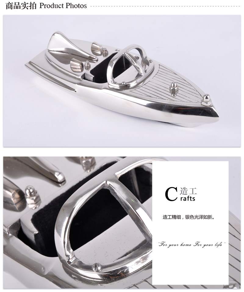 Ship model yacht aluminum stainless steel metal crafts ornaments model room soft decoration 100422922