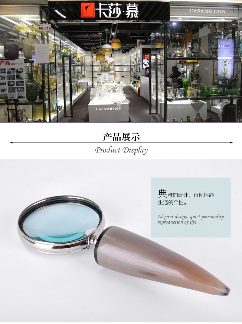 The import of natural bone handle hand magnifier 2075 bone + aluminum magnifier study desktop decoration 140520751