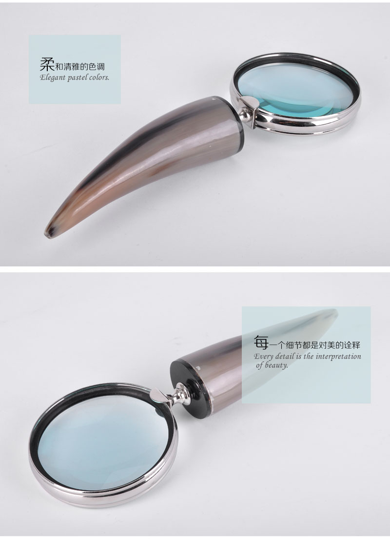 The import of natural bone handle hand magnifier 2075 bone + aluminum magnifier study desktop decoration 140520752
