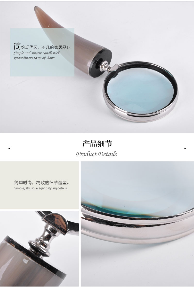 The import of natural bone handle hand magnifier 2075 bone + aluminum magnifier study desktop decoration 140520753