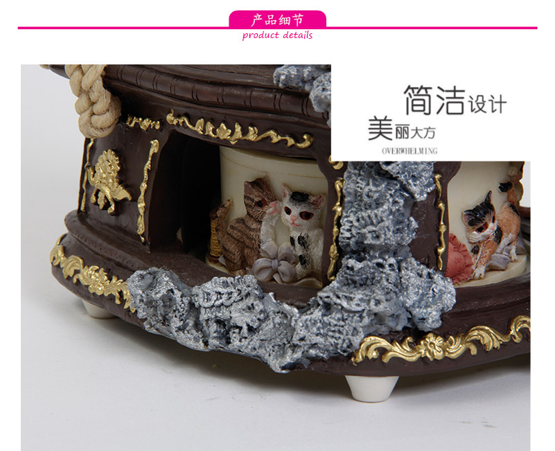 Valentine's Day Gift Retro kitten sewing machine music box music box creative gift (excluding wooden fee) MP-908A4