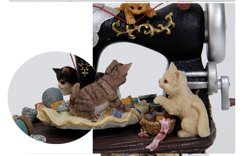 Valentine's Day Gift Retro kitten sewing machine music box music box creative gift (excluding wooden fee) MP-908A5