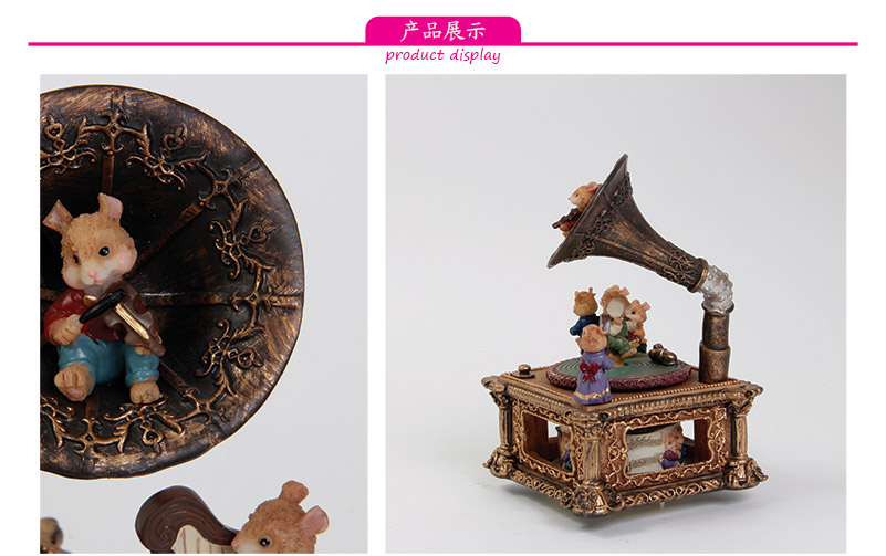 Retro mouse phonograph music box Valentine creative fairy music box music box (excluding wooden fee) MP-21252