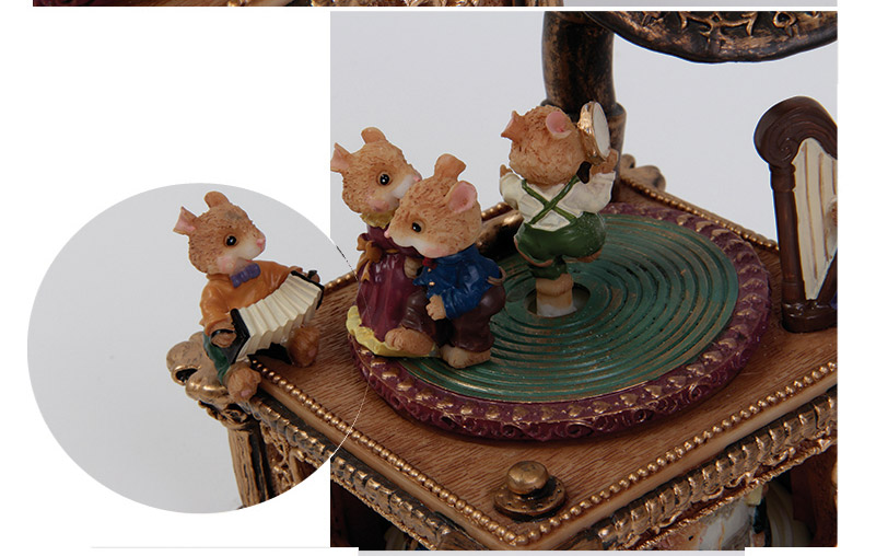 Retro mouse phonograph music box Valentine creative fairy music box music box (excluding wooden fee) MP-21255