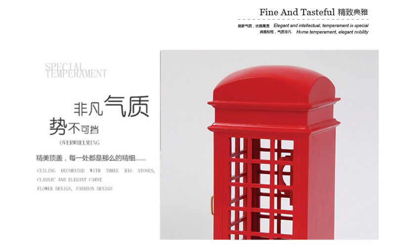 European antique red telephone box, music box music box wood simulation Home Furnishing (not including wooden decoration fee) MW-060A3