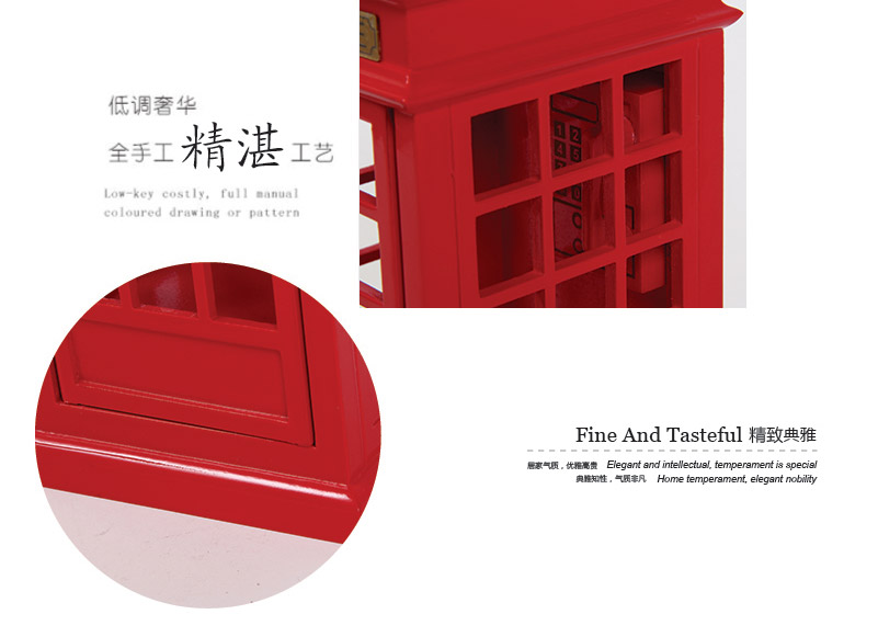 European antique red telephone box, music box music box wood simulation Home Furnishing (not including wooden decoration fee) MW-060A6