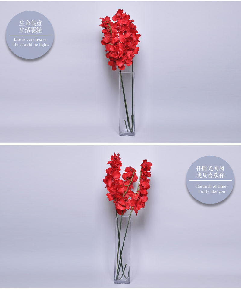 The living room decorative floral silk orchid flowers red high simulation 12 head of Zhuo Jinglan DS-10030-OR/RE3