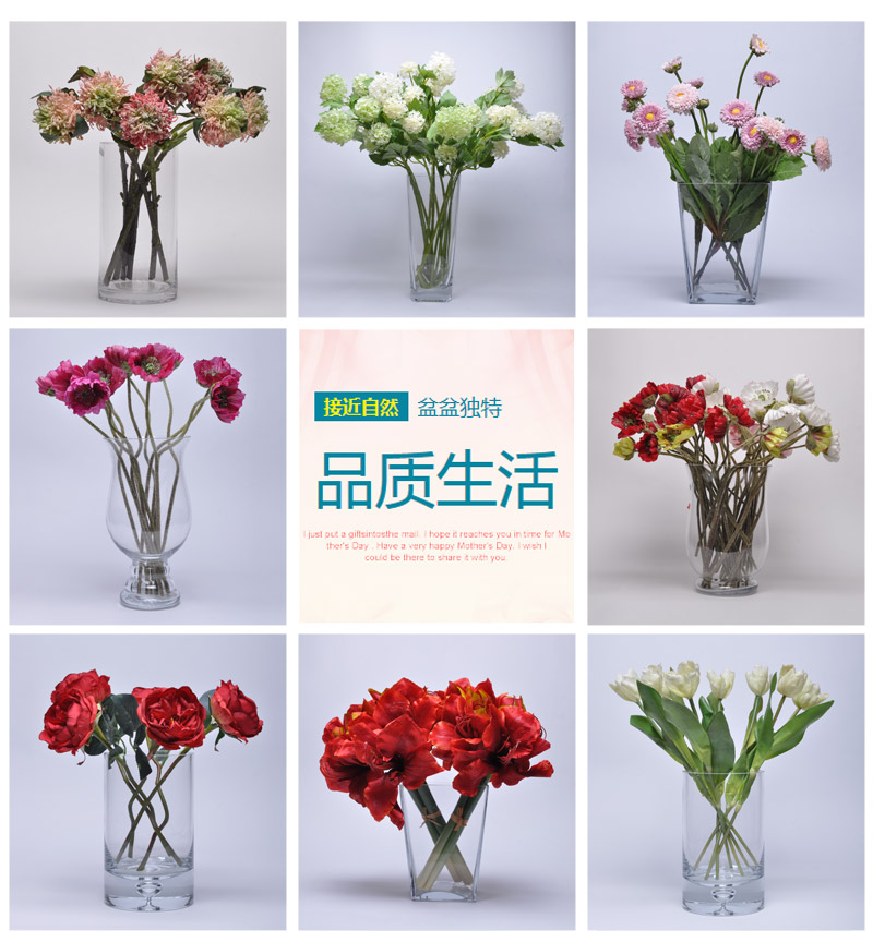Simulation of single flower flowers placed flowers tea rose floral stem silk OY-10021-BU living room table decoration1